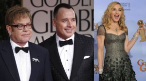 Globos de Oro 2012, Madonna, Elton John, David Furnish