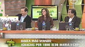 Aldo Mariátegui, Claudia Cisneros, Sofía Franco, Mario Saldaña