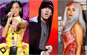Lady Gaga, Katy Perry , Eminem